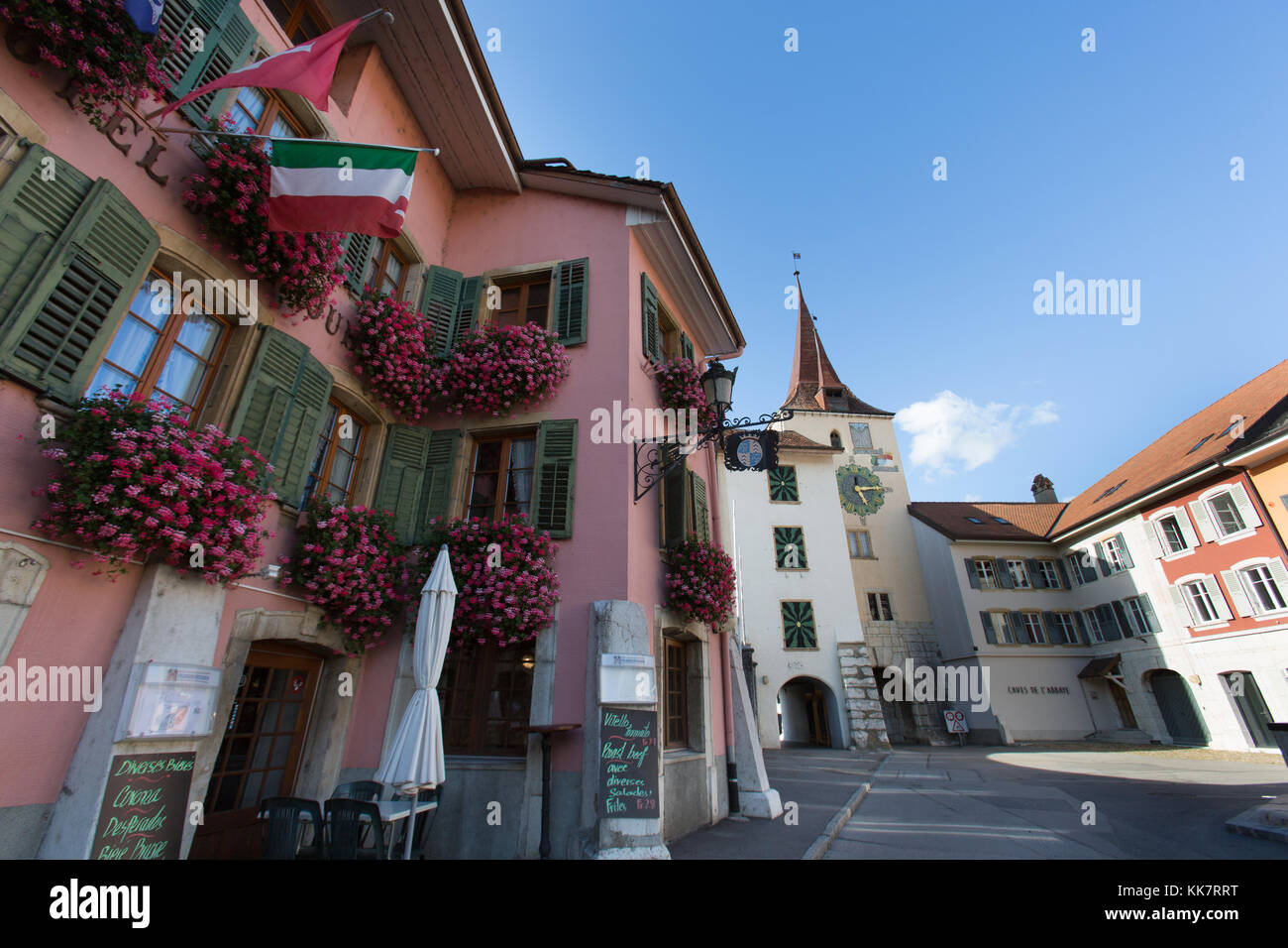 Town of Le Landeron, Switzerland. Picturesque view of the northern