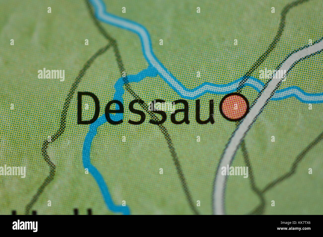 The word DESSAU on the map Stock Photo - Alamy