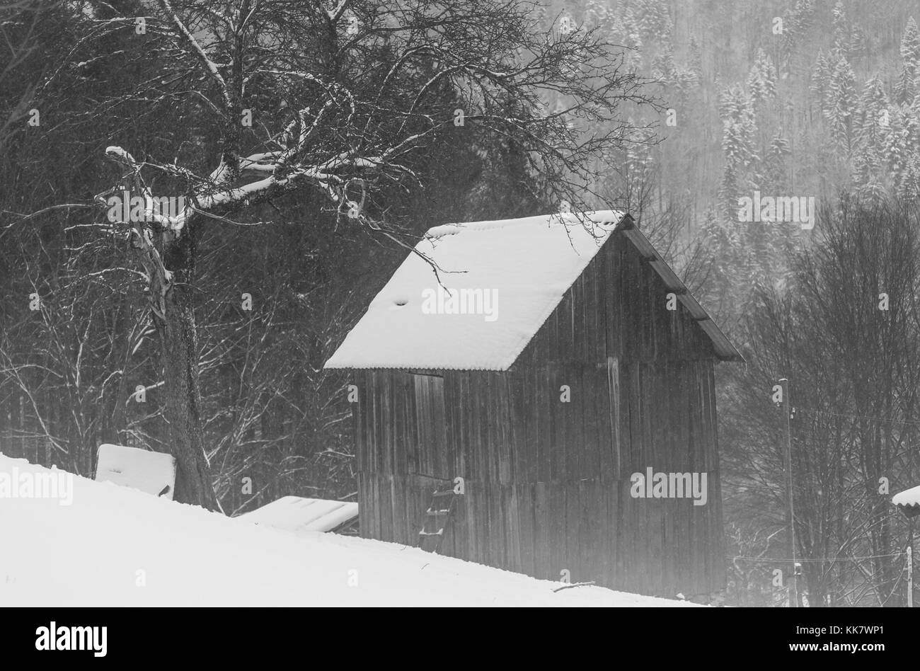 Village in the winter Stock Photo - Alamy