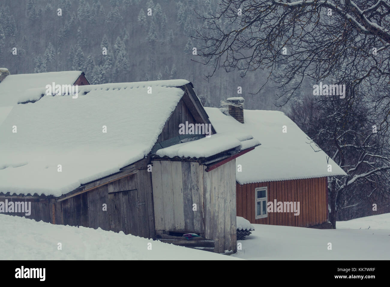 Village in the winter Stock Photo - Alamy