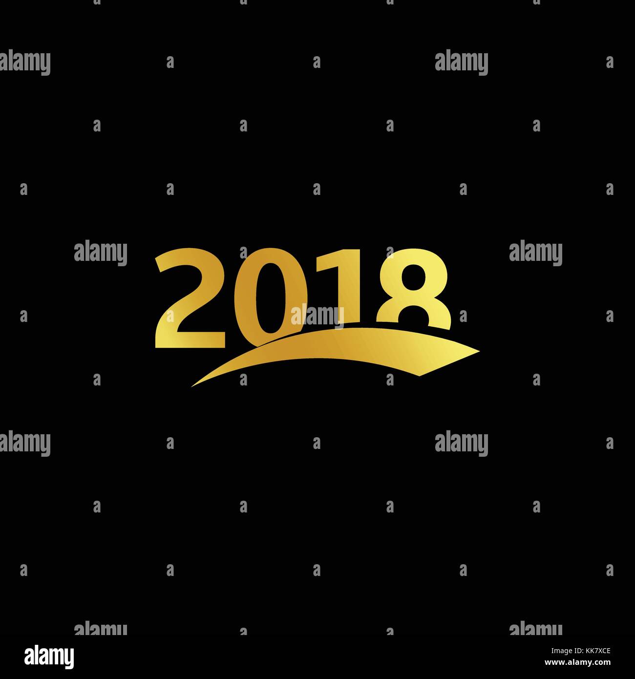 2018 New Year Golden Vector Logo Stock Vector