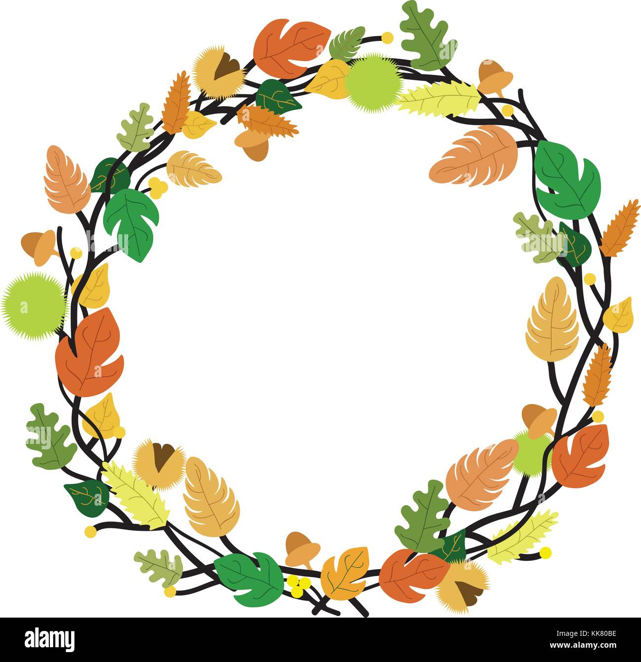 AUTUMN GARLAND BRANCHES, LEAVES, BERRIES Stock Vector Image & Art Alamy