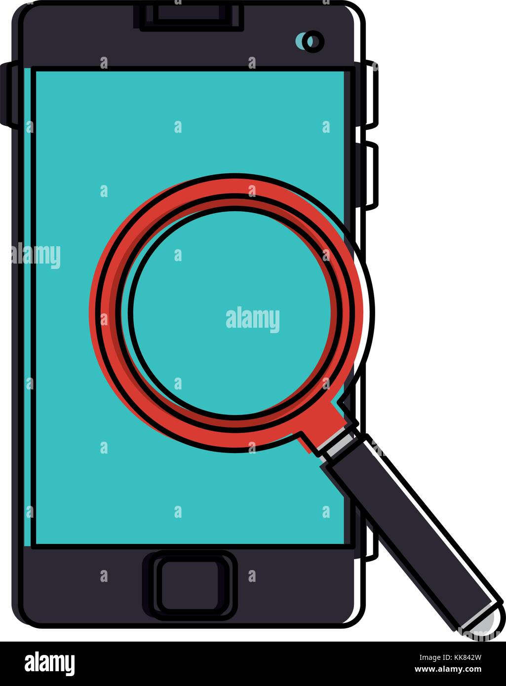 smartphone device with magnifying glass Stock Vector Image & Art - Alamy