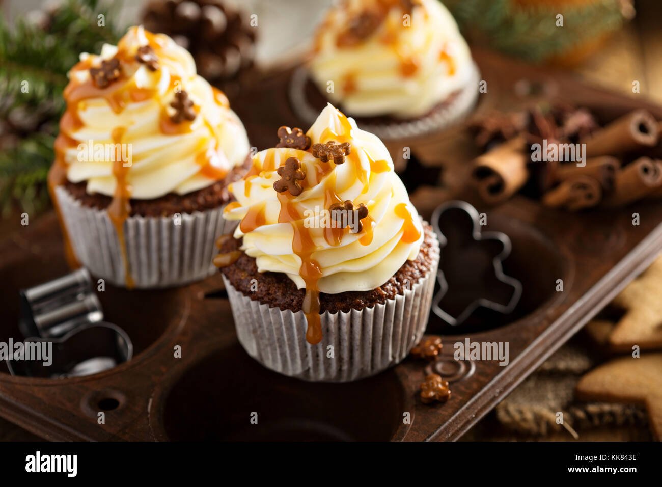 Gingerbread men cupcakes with caramel Stock Photo Alamy