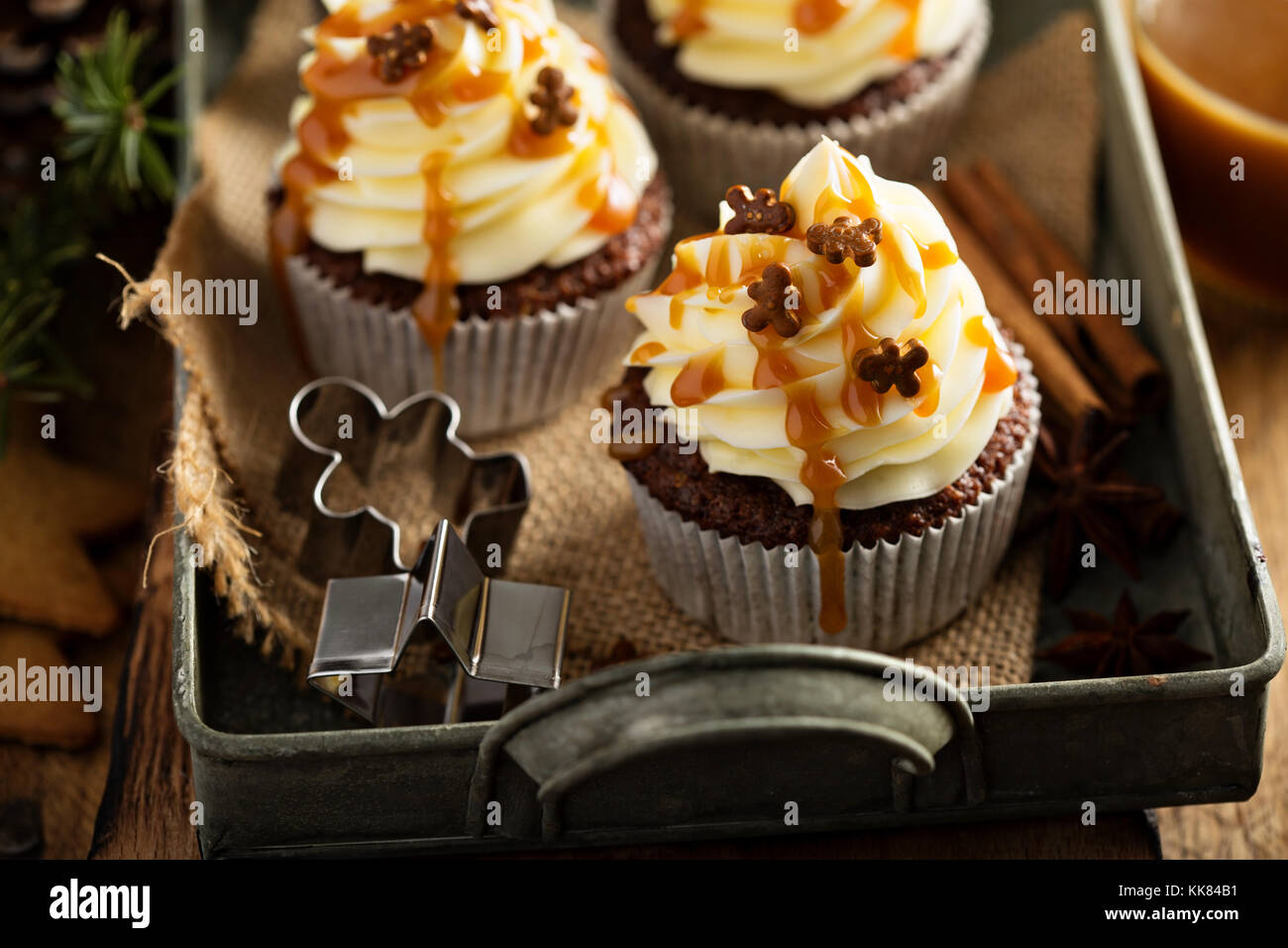 Gingerbread men cupcakes with caramel Stock Photo Alamy