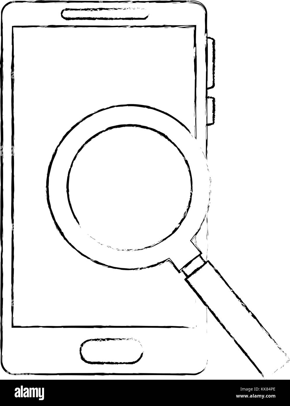 smartphone device with magnifying glass Stock Vector Image & Art - Alamy