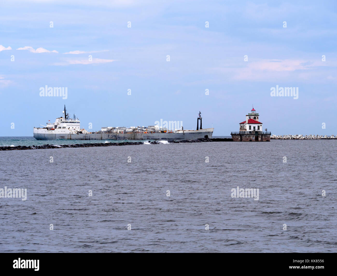 ESSROC cement carrier Stephen B Roman enters Oswego Harbor Stock Photo