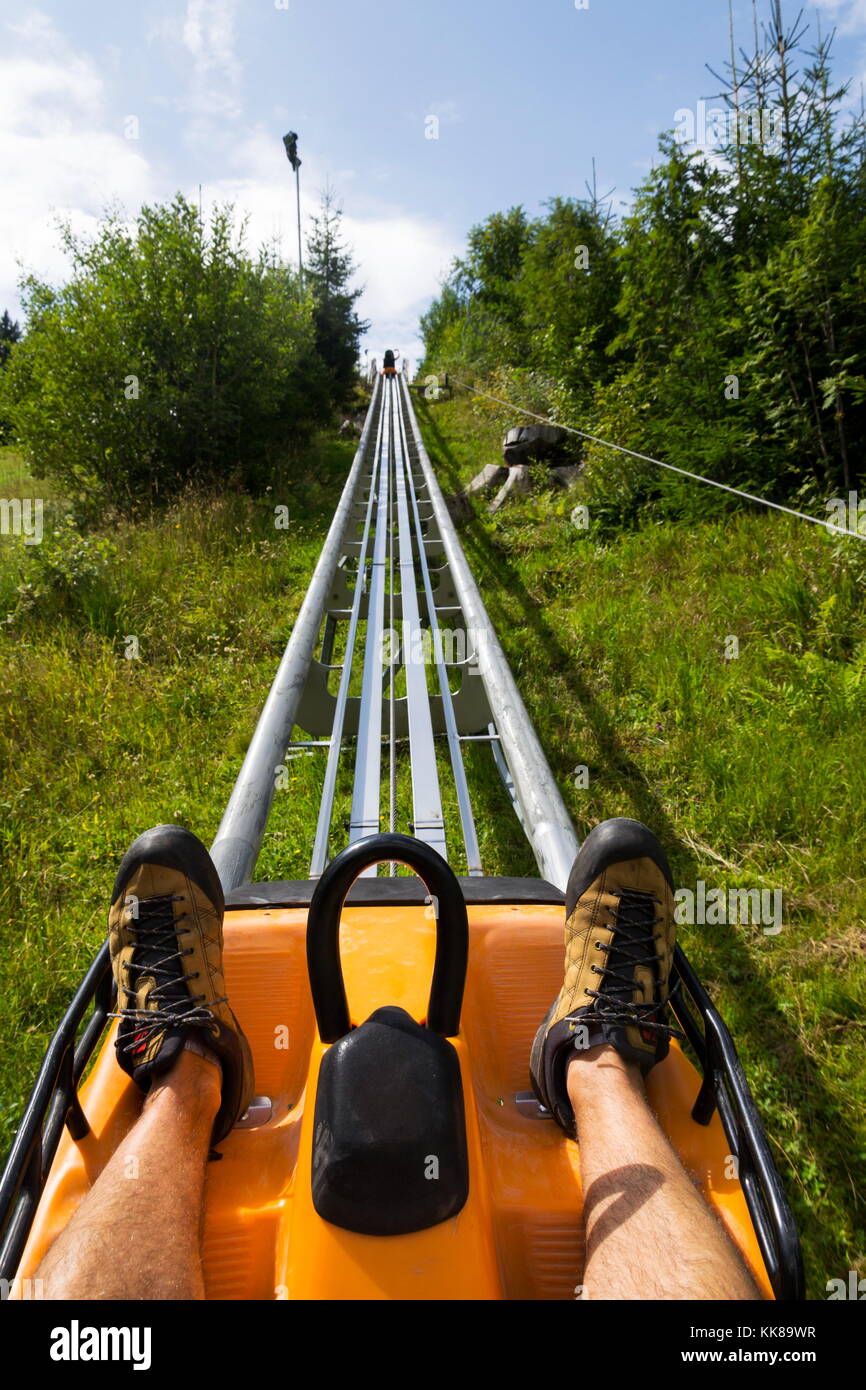Bobsled Roller Coaster Toboggan in summer day, Rittisberg, Alps, Austria  Stock Photo - Alamy