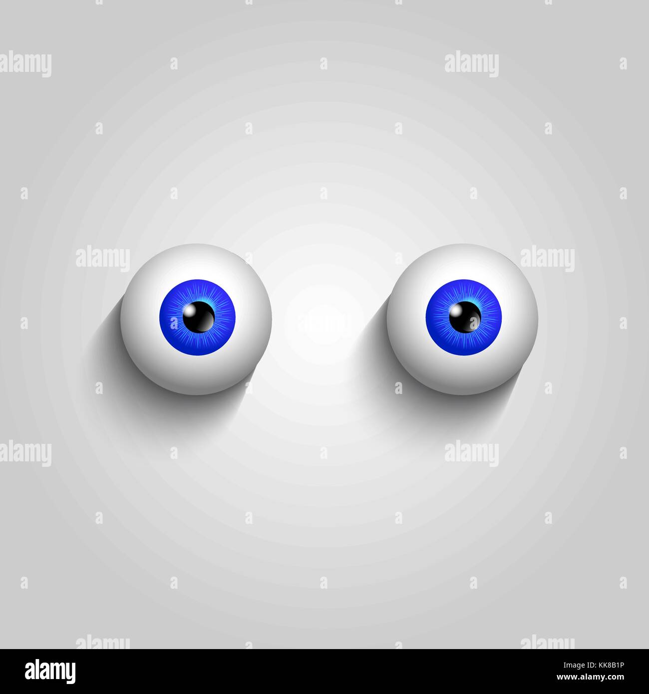 Pair of blue eyeballs isolated on white background. Vector illustration, clip art. Stock Vector
