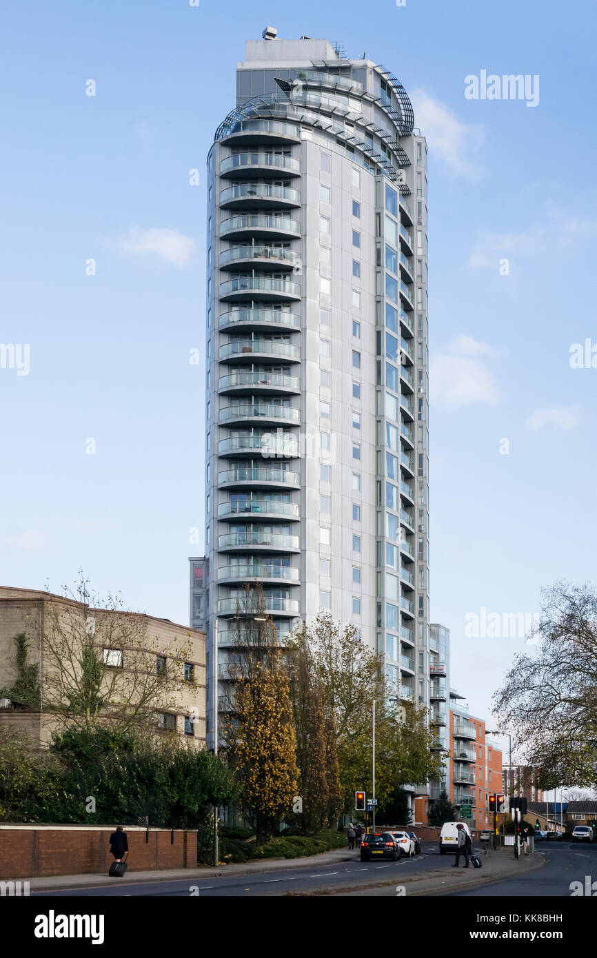 Altitude 25 on Fairfield Road Croydon contains a mix of private and affordable housing.  Designed by Devereux Architects & Completed in 2009. Stock Photo