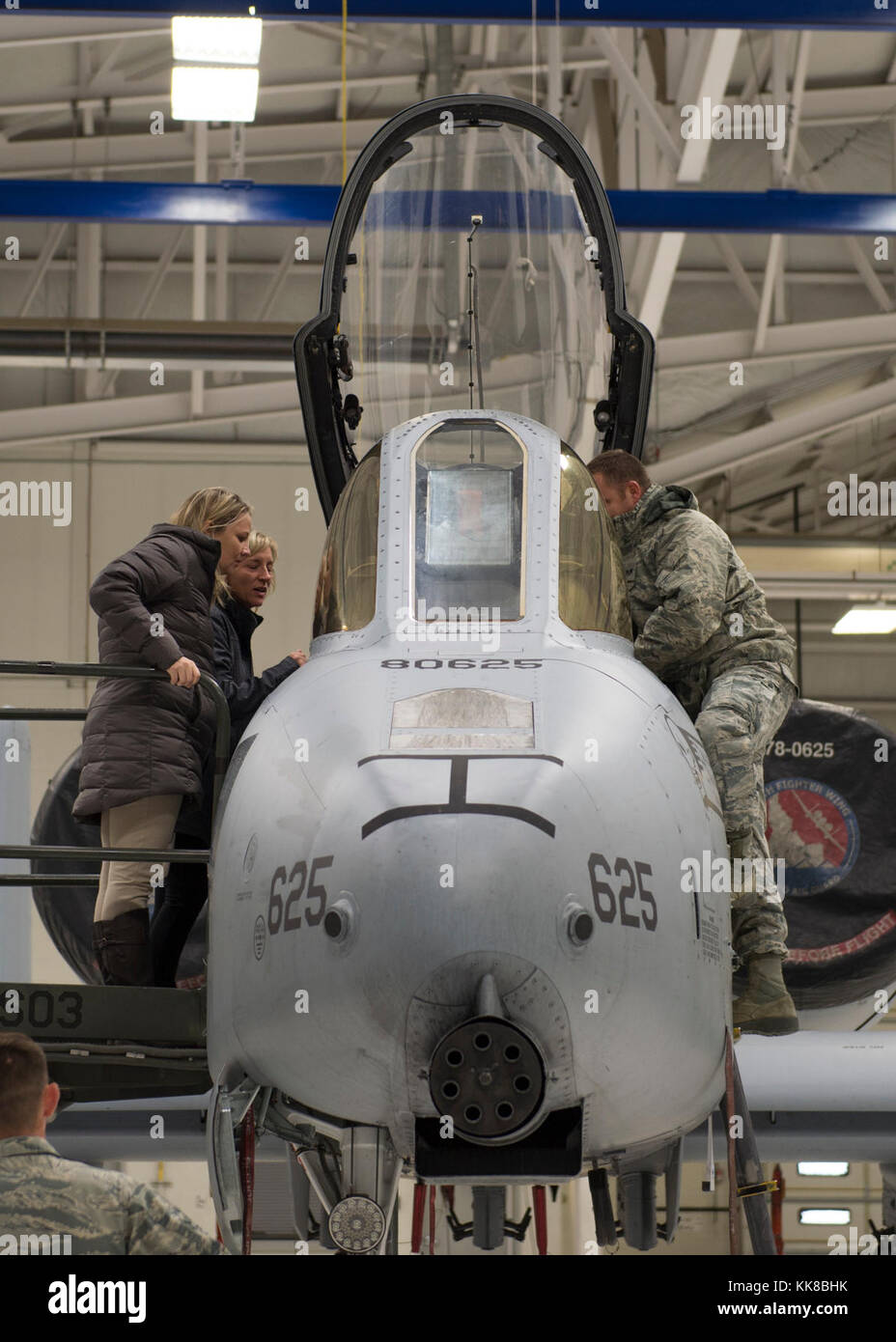 Airmen from the 124th Fighter Wing help give a tour to a group of civic ...