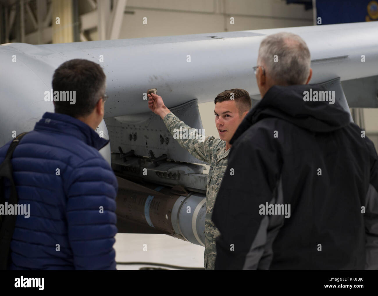 Airmen from the 124th Fighter Wing help give a tour to a group of civic ...