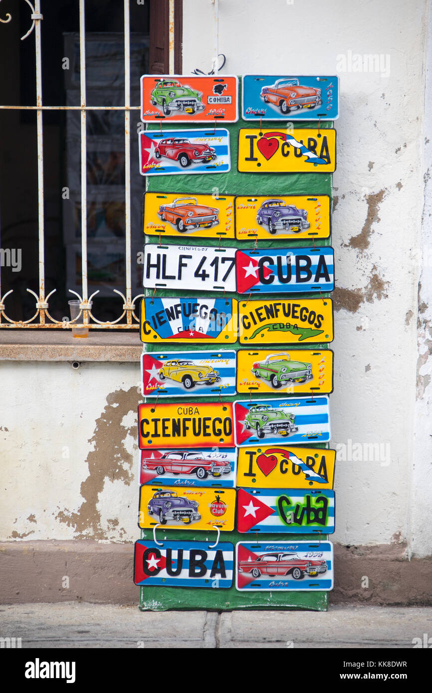 Souvenir license plates, Cienfuegos, Cuba Stock Photo