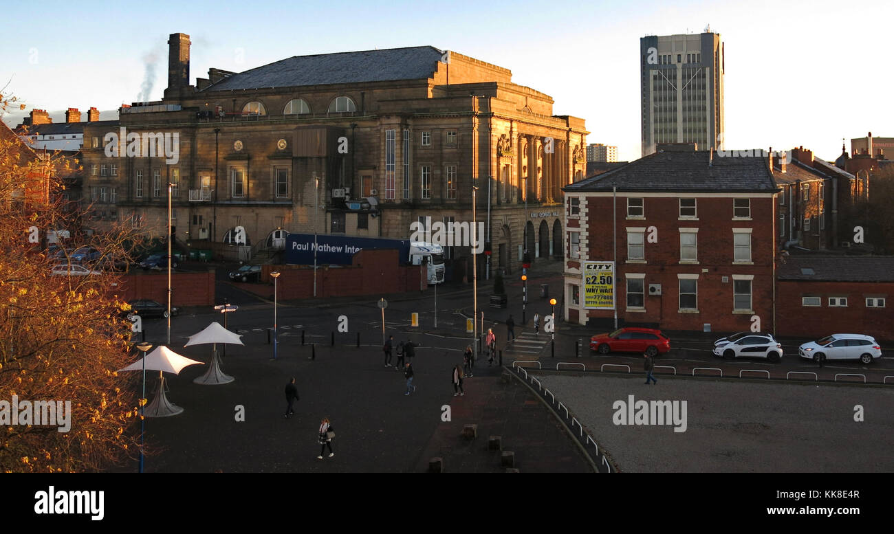 Photographs of Blackburn taken early in the morning from the top floor of Fielden Street multi storey car parl. Stock Photo