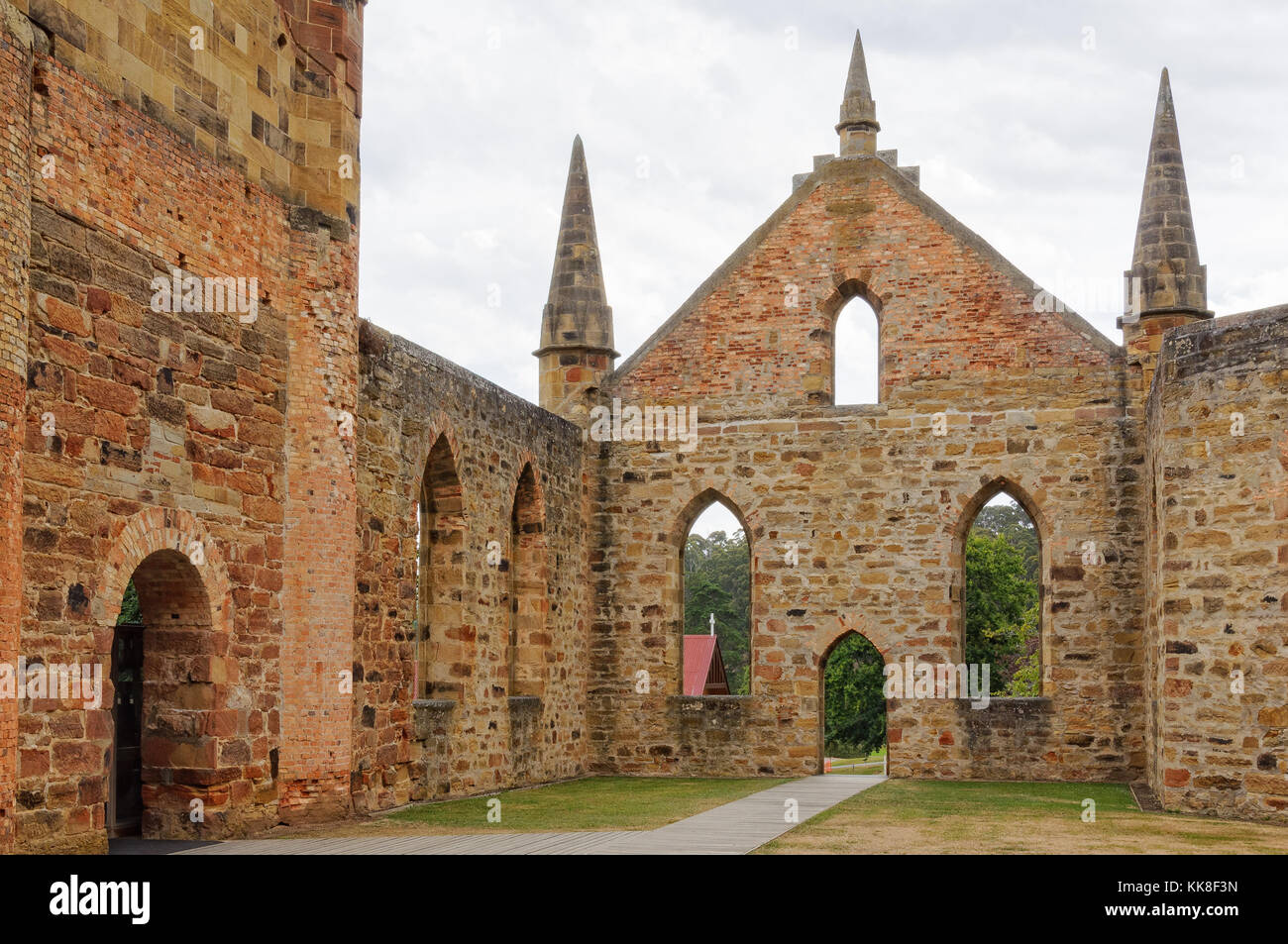 Inside the ruin of the Convict Church at the Port Arthur Historic Site ...