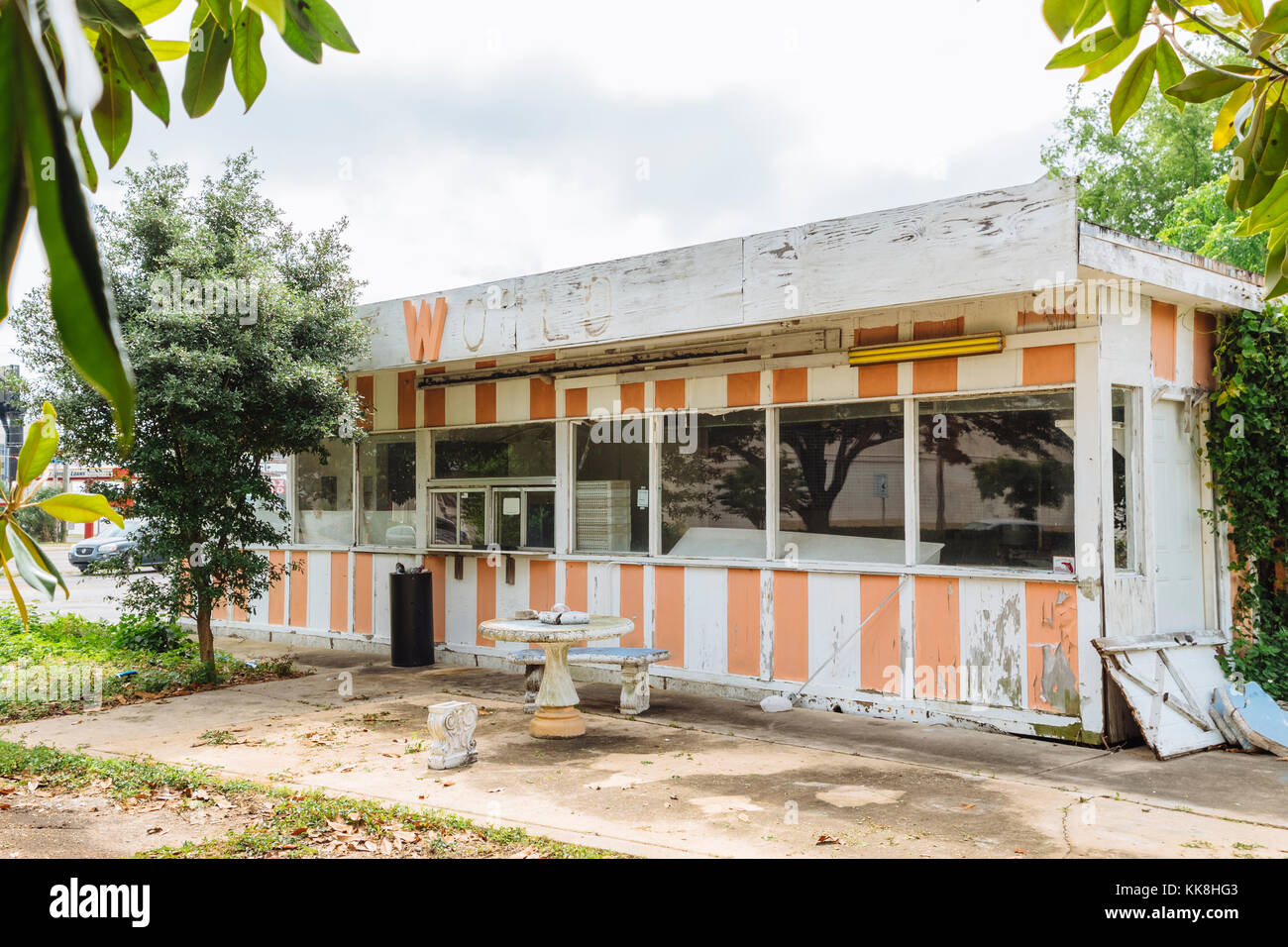 Closed and abandoned small business, donut shop, in Fort Walton Beach Florida, USA. Stock Photo