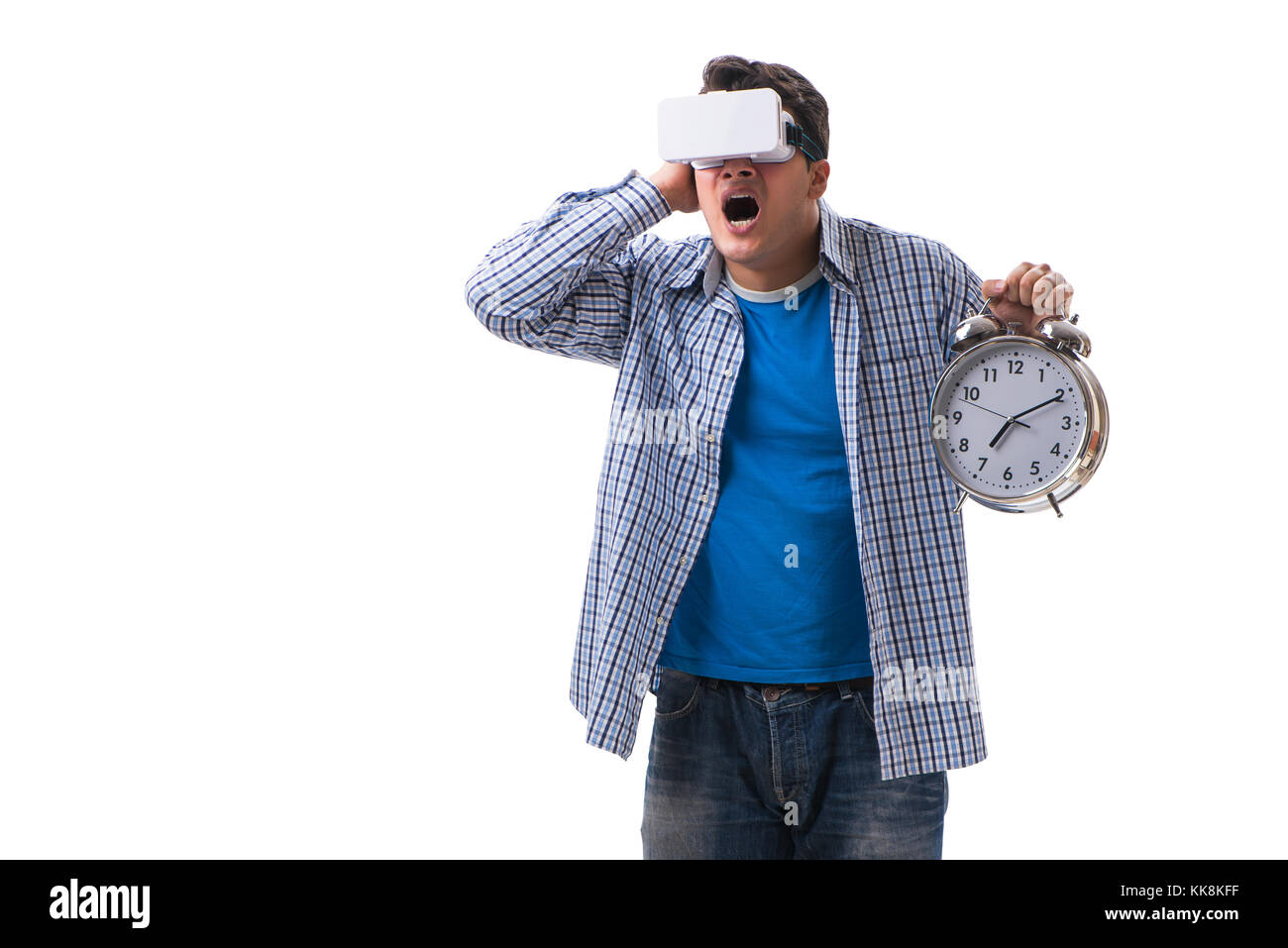 Young man wearing virtual reality VR glasses Stock Photo - Alamy