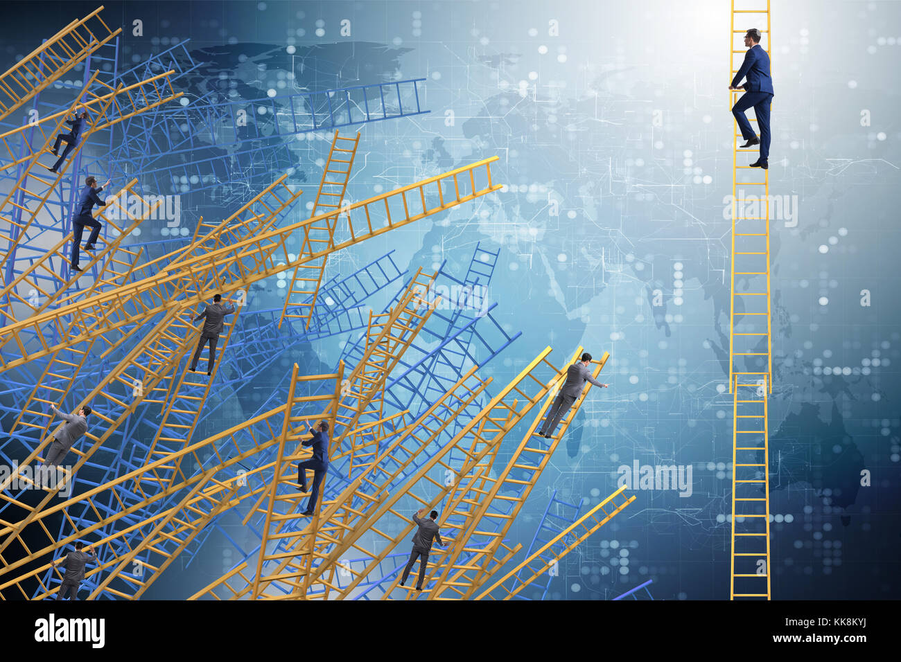 Businessman climbing career ladder in business concept Stock Photo - Alamy