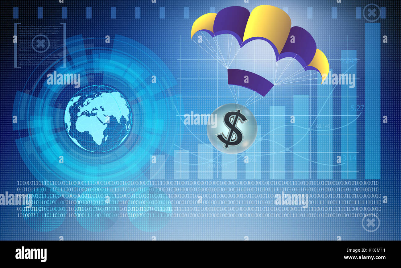 Concept With Dollar In Golden Parachute Illustration Stock Photo Alamy