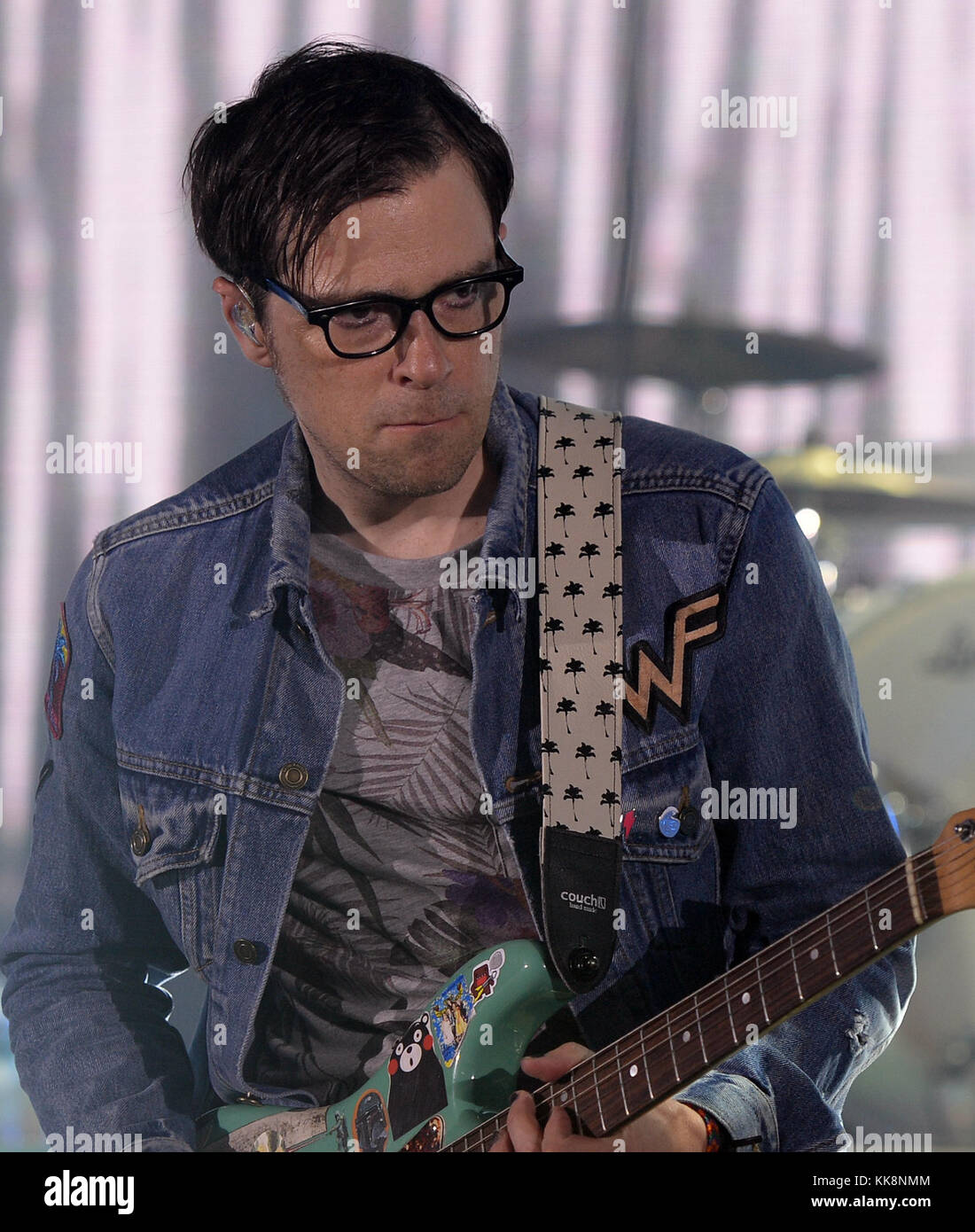 MIAMI FL JUNE 14 Rivers Cuomo of Weezer performs at Bayfront Park