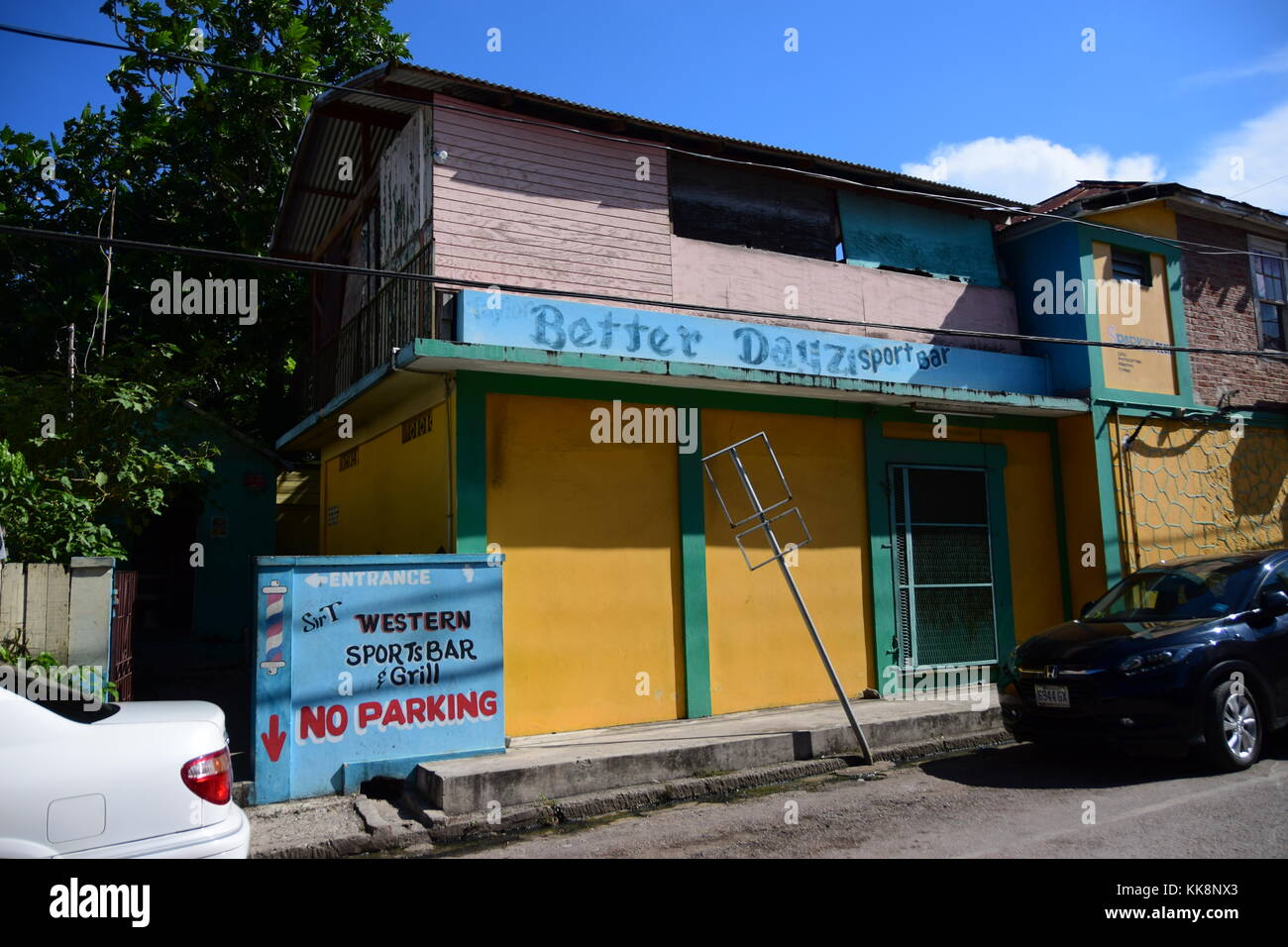 Notice board in street Falmouth, Jamaica Stock Photo