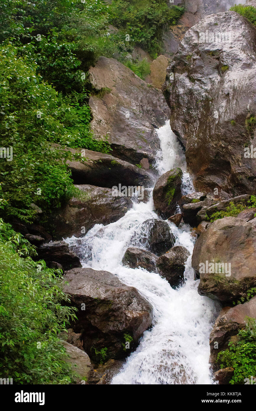 A rocky mountain waterfall. Himachal Pradesh, India Stock Photo