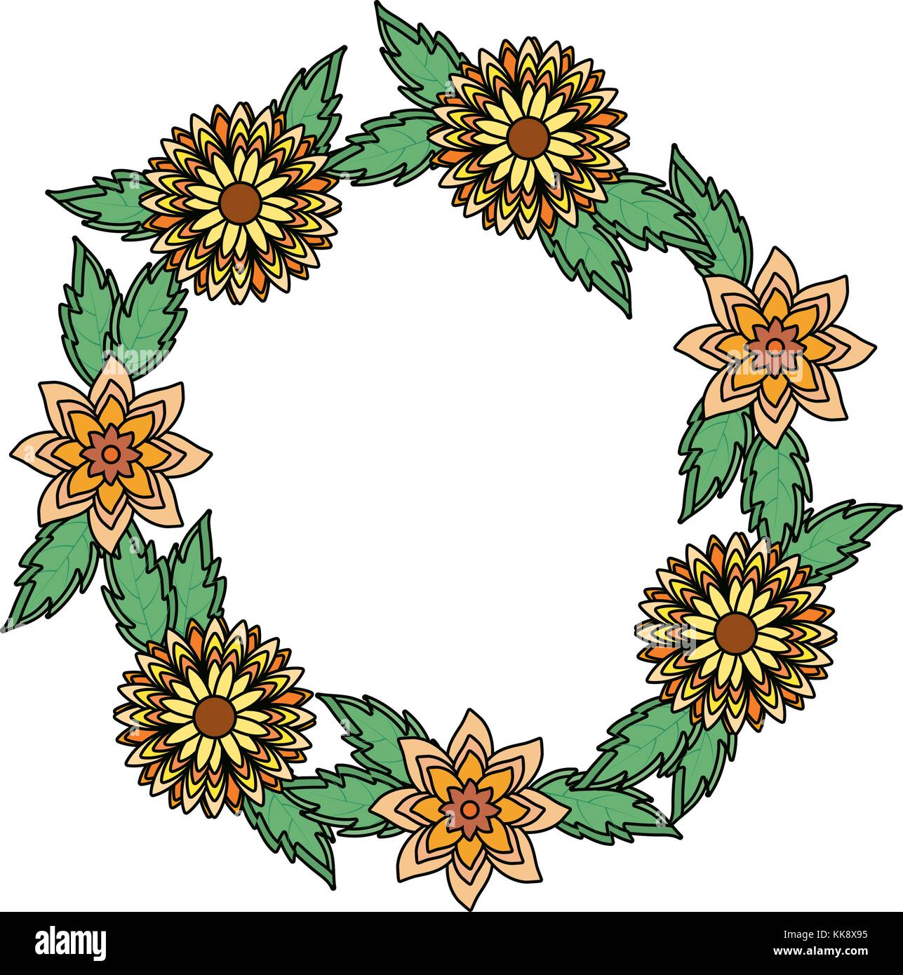 round frame flower vector illustration Stock Vector Image & Art - Alamy