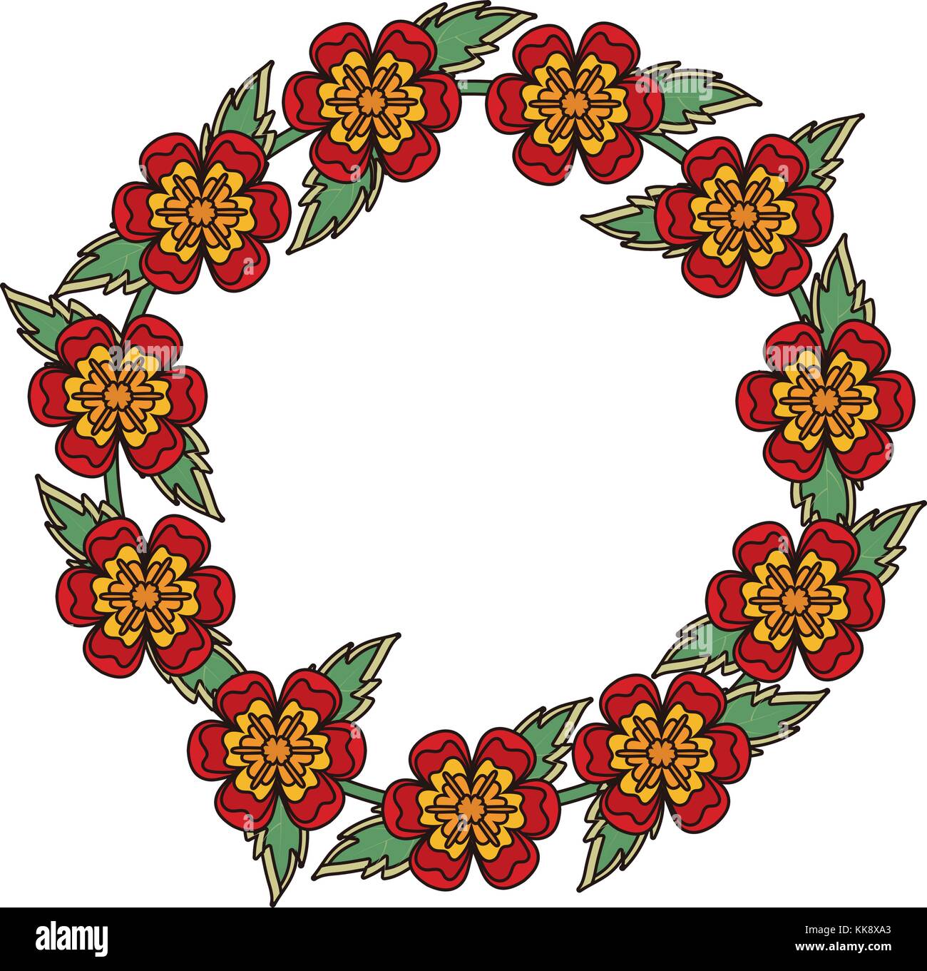 round frame flower vector illustration Stock Vector Image & Art - Alamy