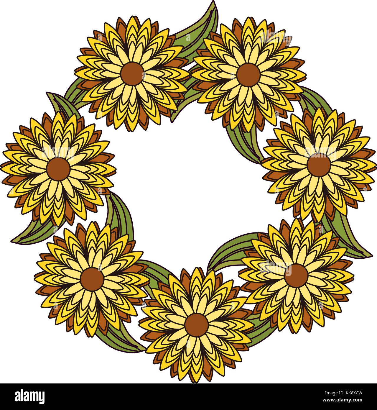 round frame flower vector illustration Stock Vector Image & Art - Alamy