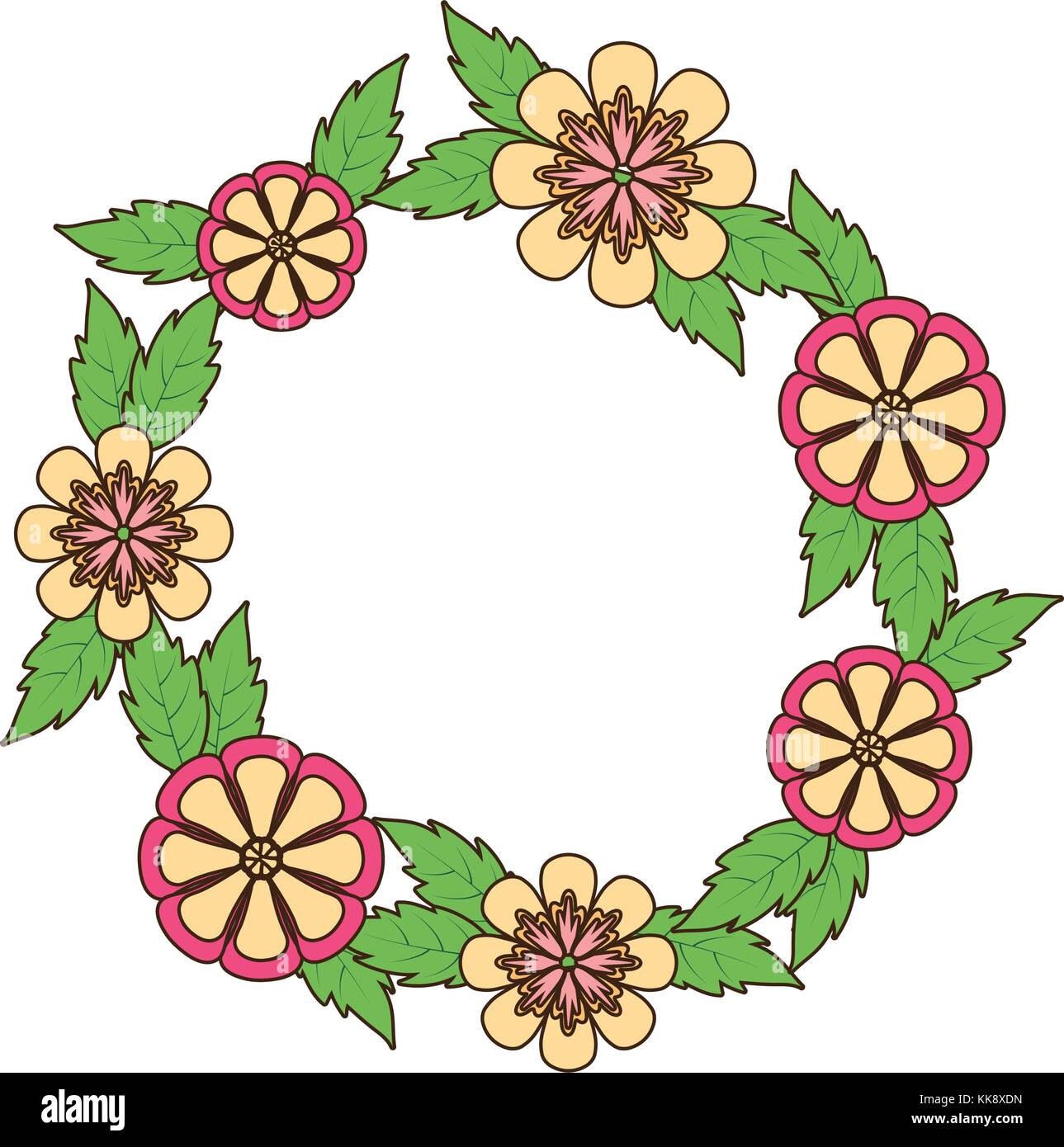 round frame flower vector illustration Stock Vector Image & Art - Alamy