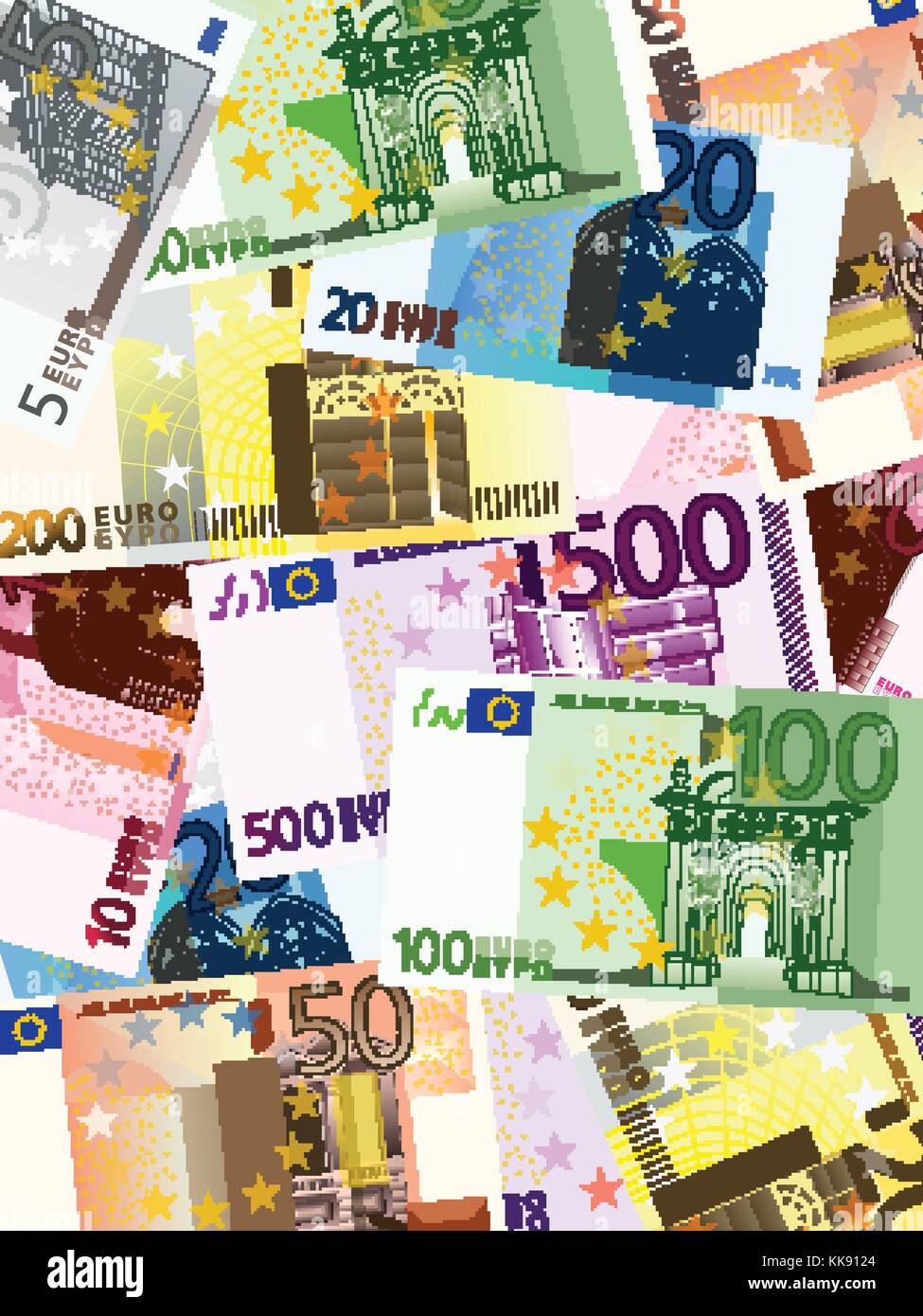 Background Formed From Different Euro Banknotes. Vector Illustration ...