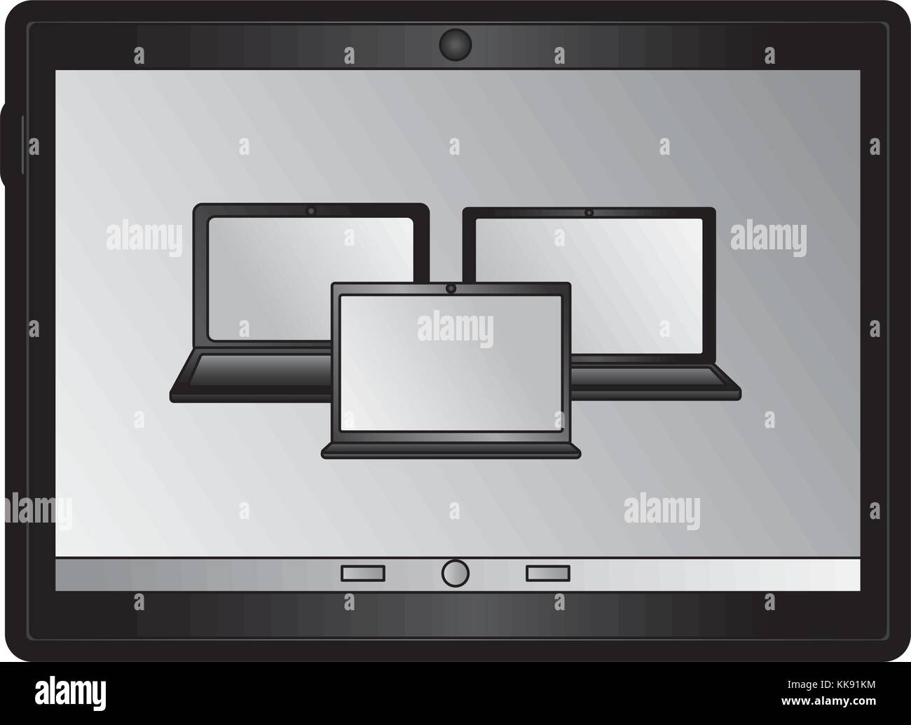 Laptop Computers On Tablet Screen Icon Image Stock Vector Art