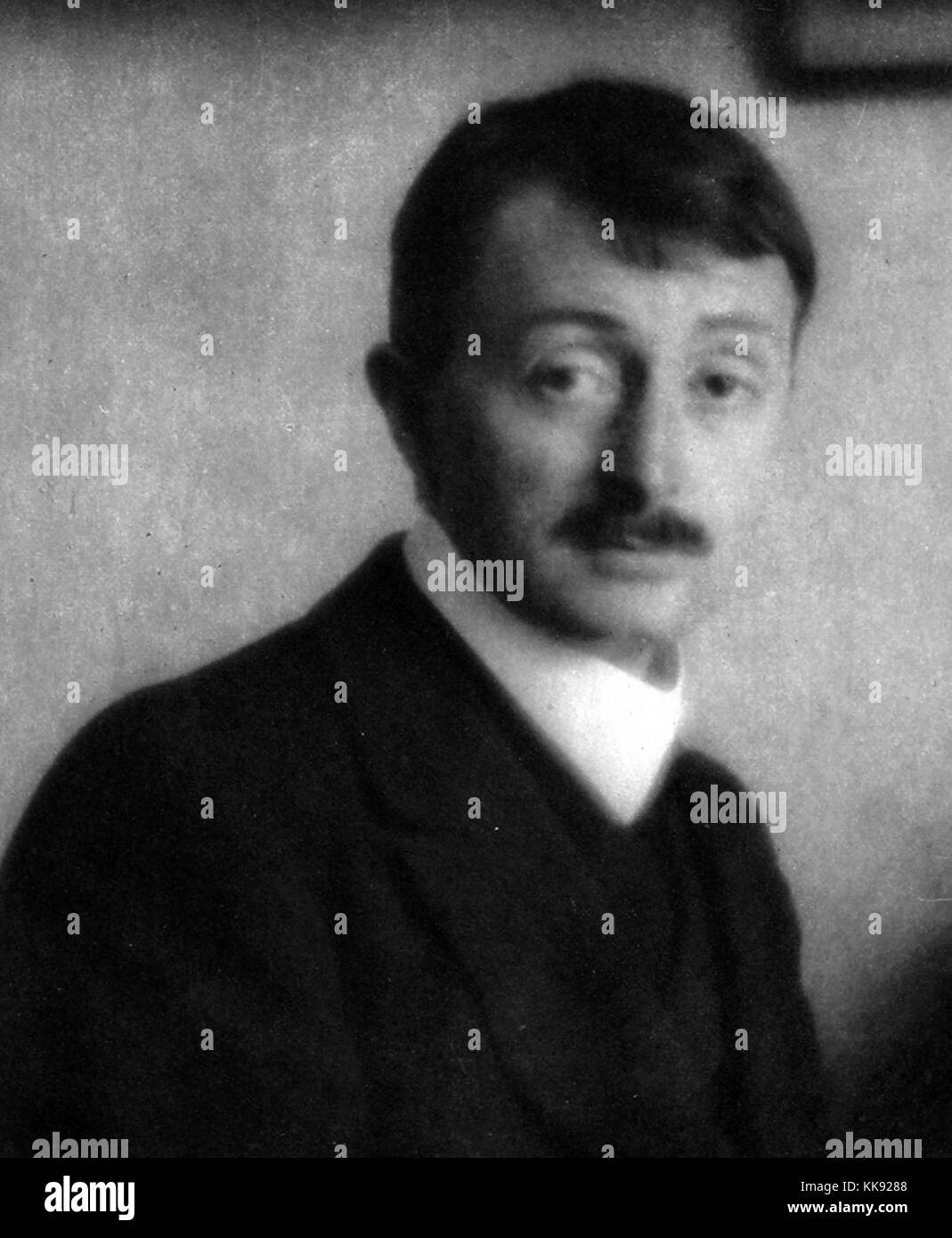 A photographic portrait of John Masefield, he was an English writer and Poet Laureate of the United Kingdom, he was a prolific artist creating many volumes of poems, novels and plays, he is best known for his children's fantasy novels The Midnight Folk and The Box of Delights, 1913. From the New York Public Library. Stock Photo