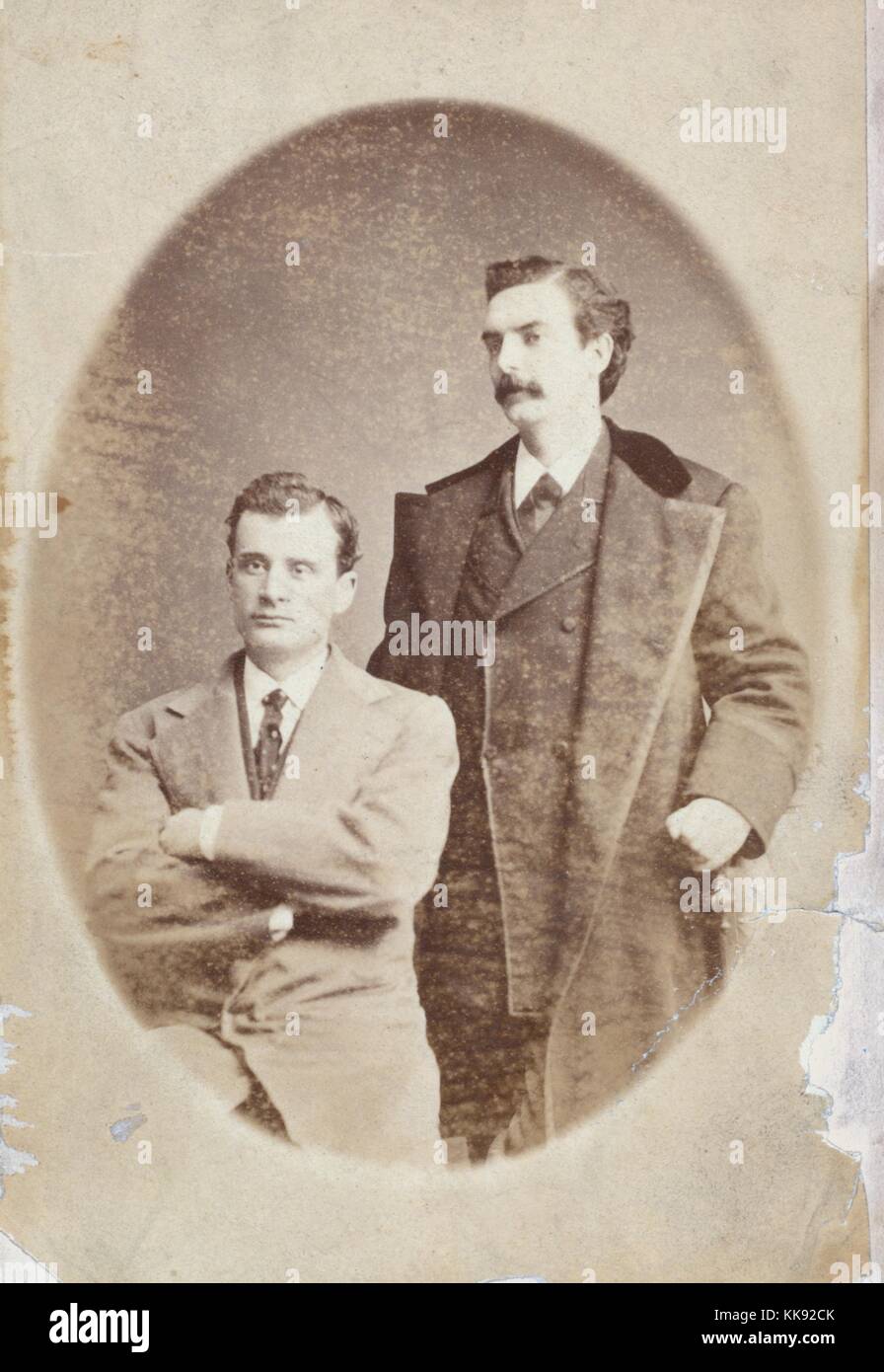 The comedic duo Harrigan and Hart, Edward Harrigan on the left, Tony Hart on the right, one of the most celebrated theatrical partnerships of the 19th century, 1760. From the New York Public Library. Stock Photo
