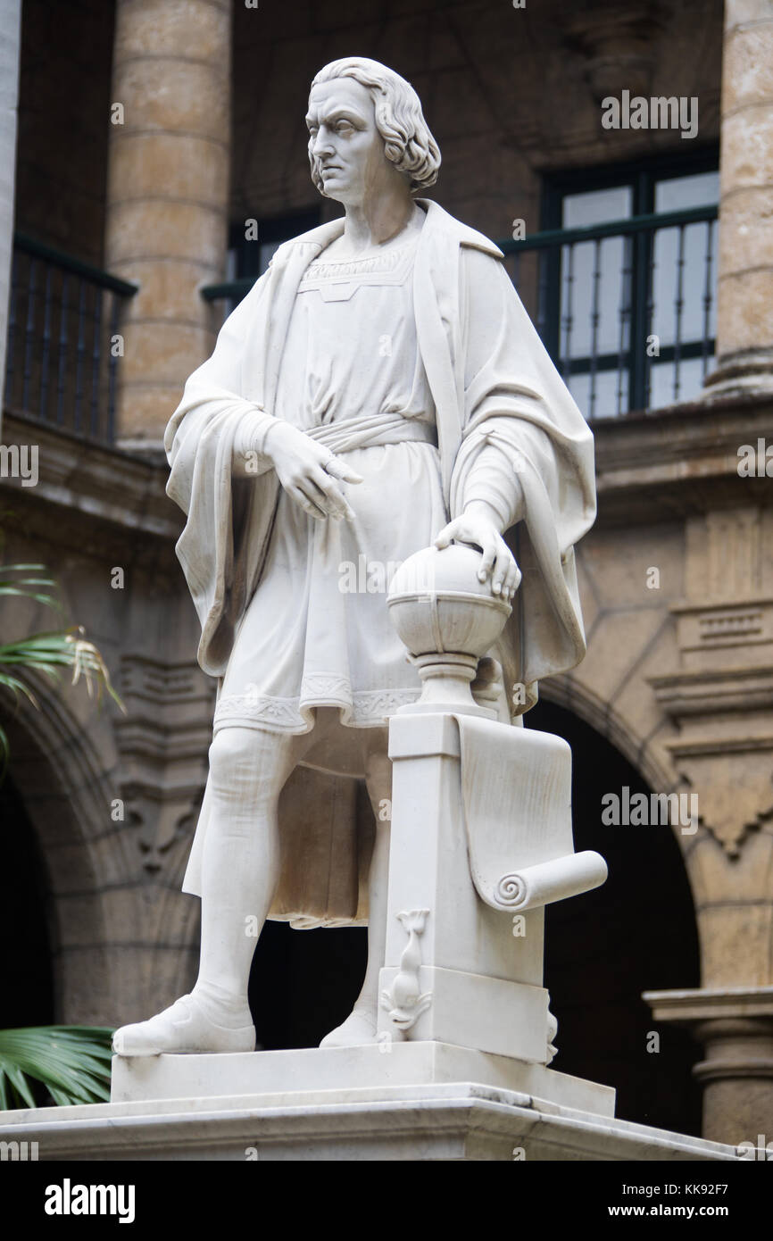 Statue of Christopher Columbus, Museum of the City Museo de la Ciudad, Havana, Cuba Stock Photo