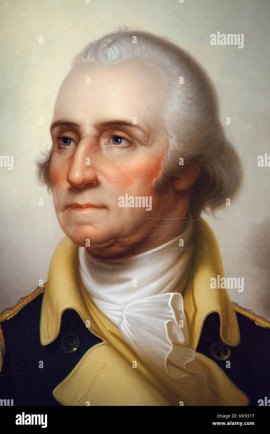 Oil painting of President George Washington , 1st President United States, by Rembrandt Peale, 1853 Stock Photo