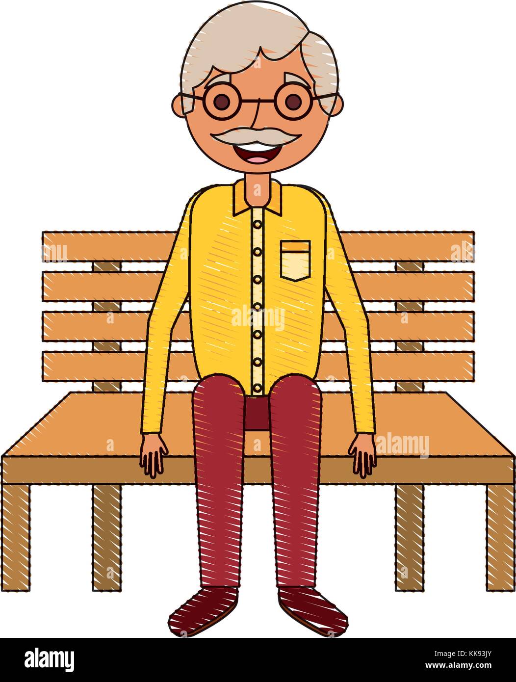 old man grandpa sitting in bench waiting Stock Vector Image & Art - Alamy