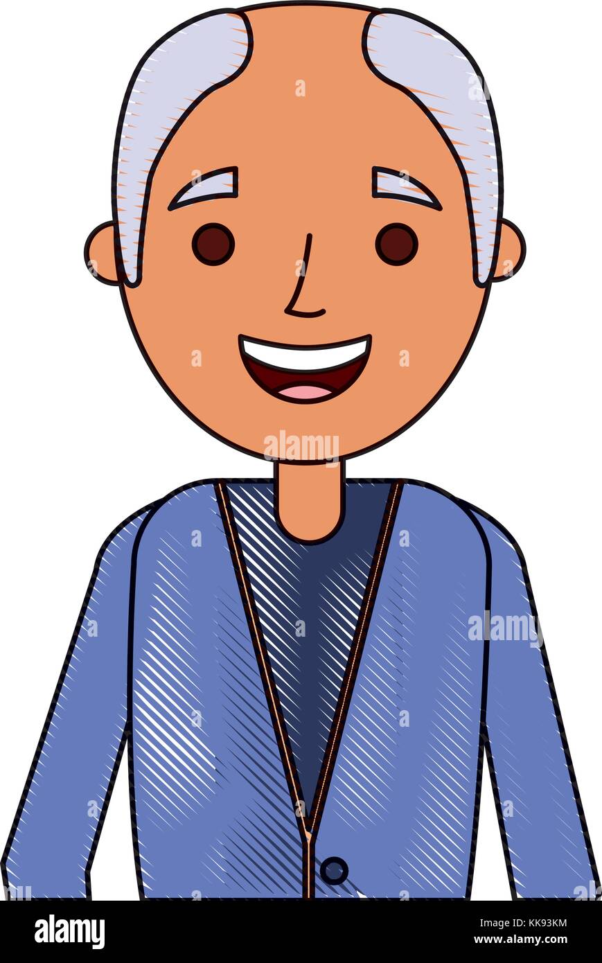 old man portrait of a pensioner grandfather character Stock Vector