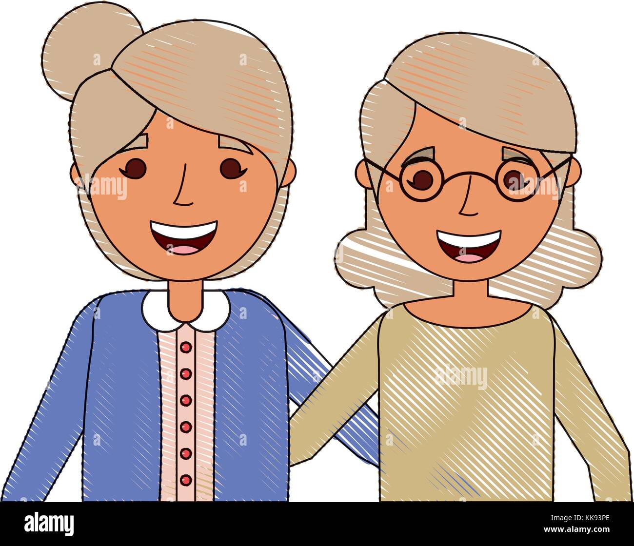 two older women friends together embraced Stock Vector Image & Art - Alamy