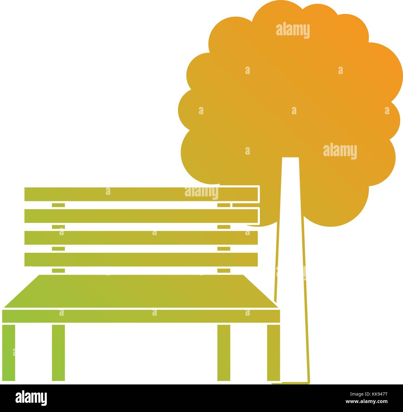 park bench and tree natural landscape Stock Vector Image & Art - Alamy