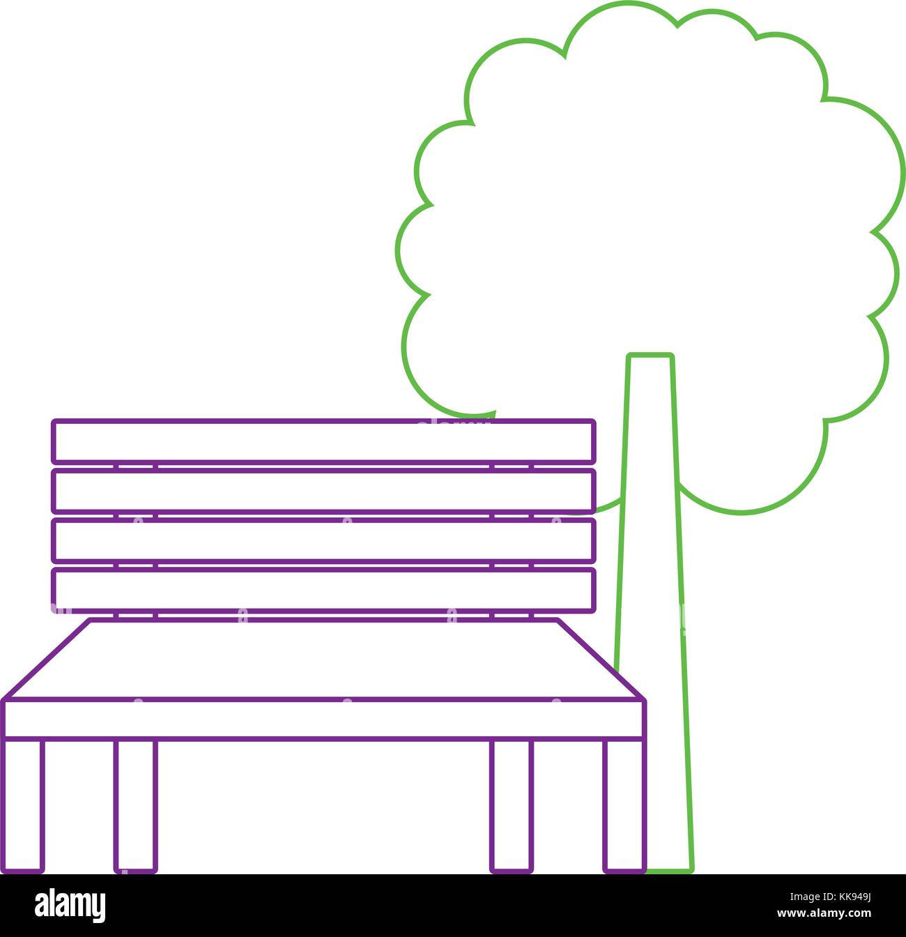 park bench and tree natural landscape Stock Vector Image & Art - Alamy