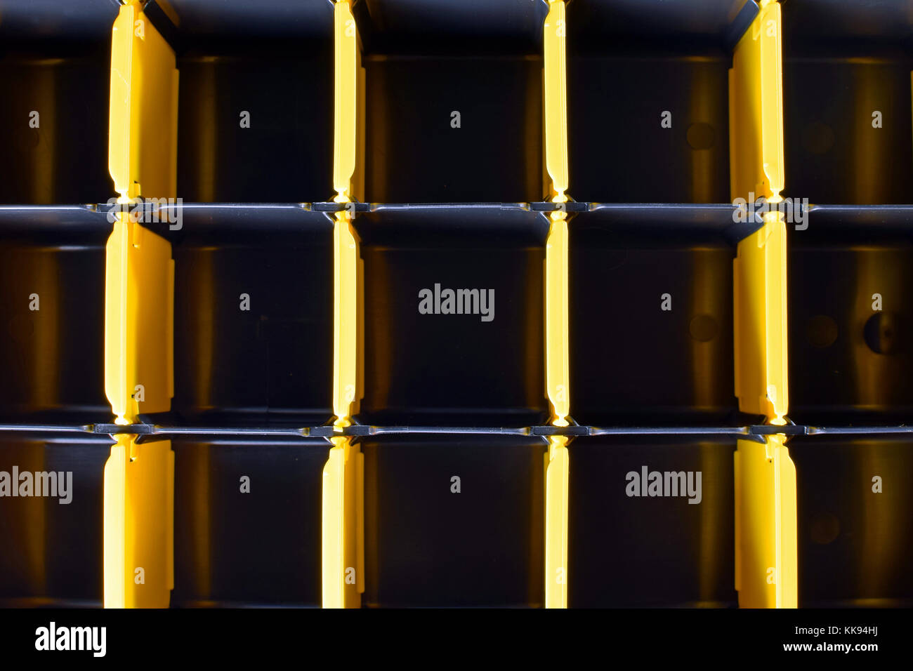 Top view of empty plastic organizer box as abstract background. Stock Photo