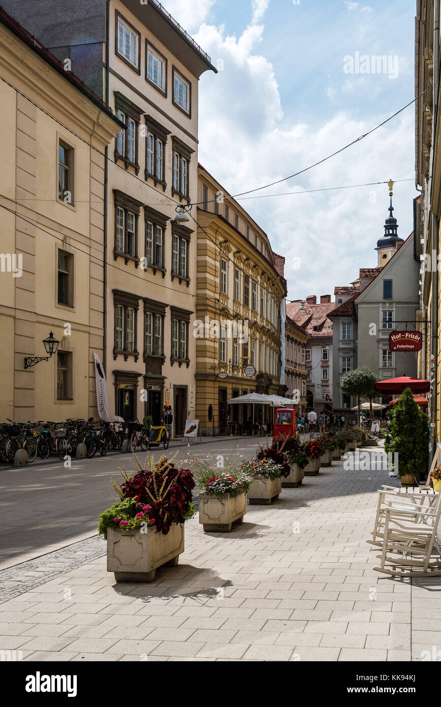 Street in historical city center of Graz Stock Photo - Alamy