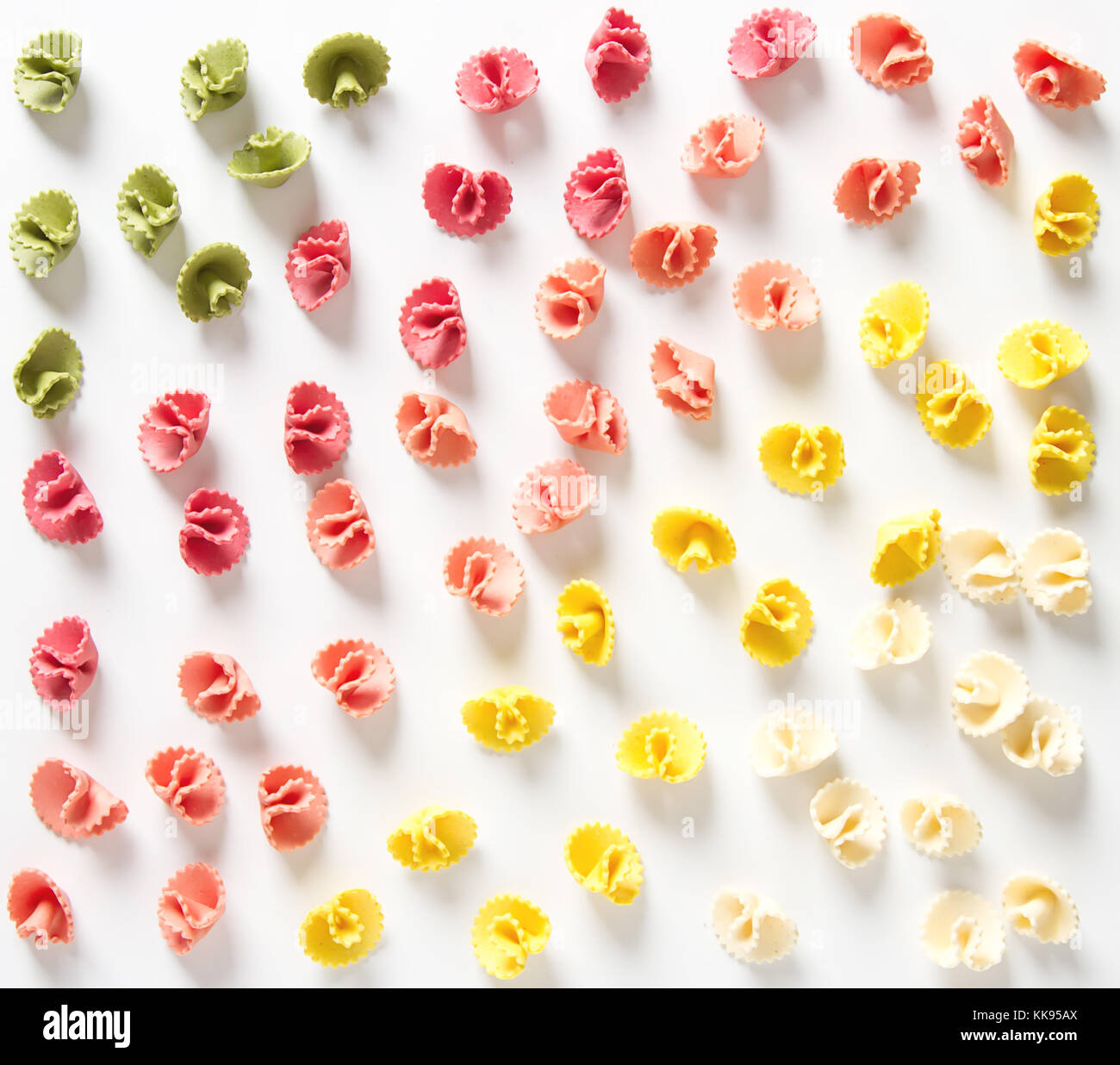 Multicolored Italian pasta. Delicious dinner for children. Pasta the