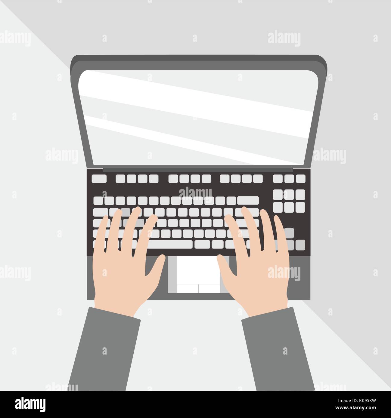 Typing on Laptop Flat Lay Vector Graphic Illustration Design Stock