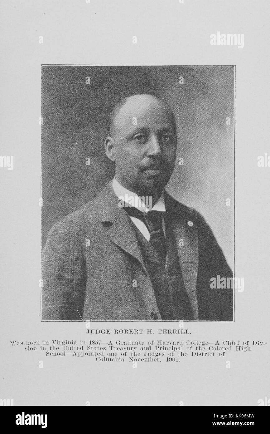 Black and white photograph, portrait, of Robert H Terrell, the first African-American judge in Washington, DC, 1902. From the New York Public Library. Stock Photo