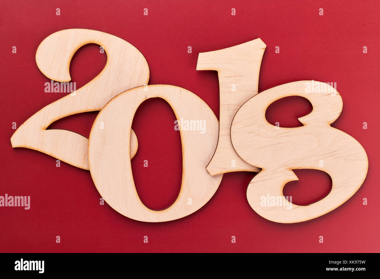 Wooden number 2018 on red background close up Stock Photo - Alamy