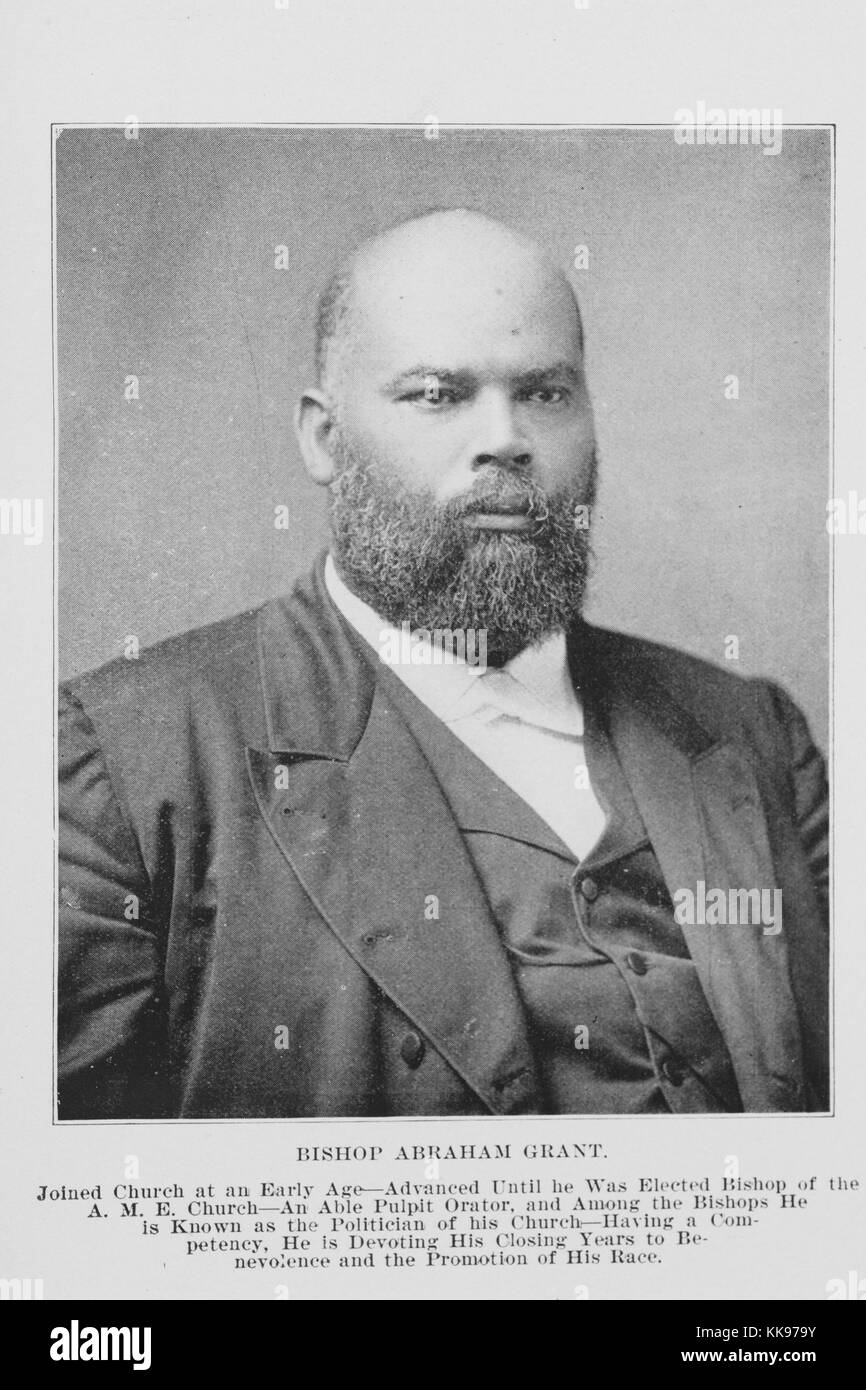 Black and white photograph, portrait, of Abraham Grant, bishop of the African Methodist Episcopal Church, 1902. From the New York Public Library. Stock Photo