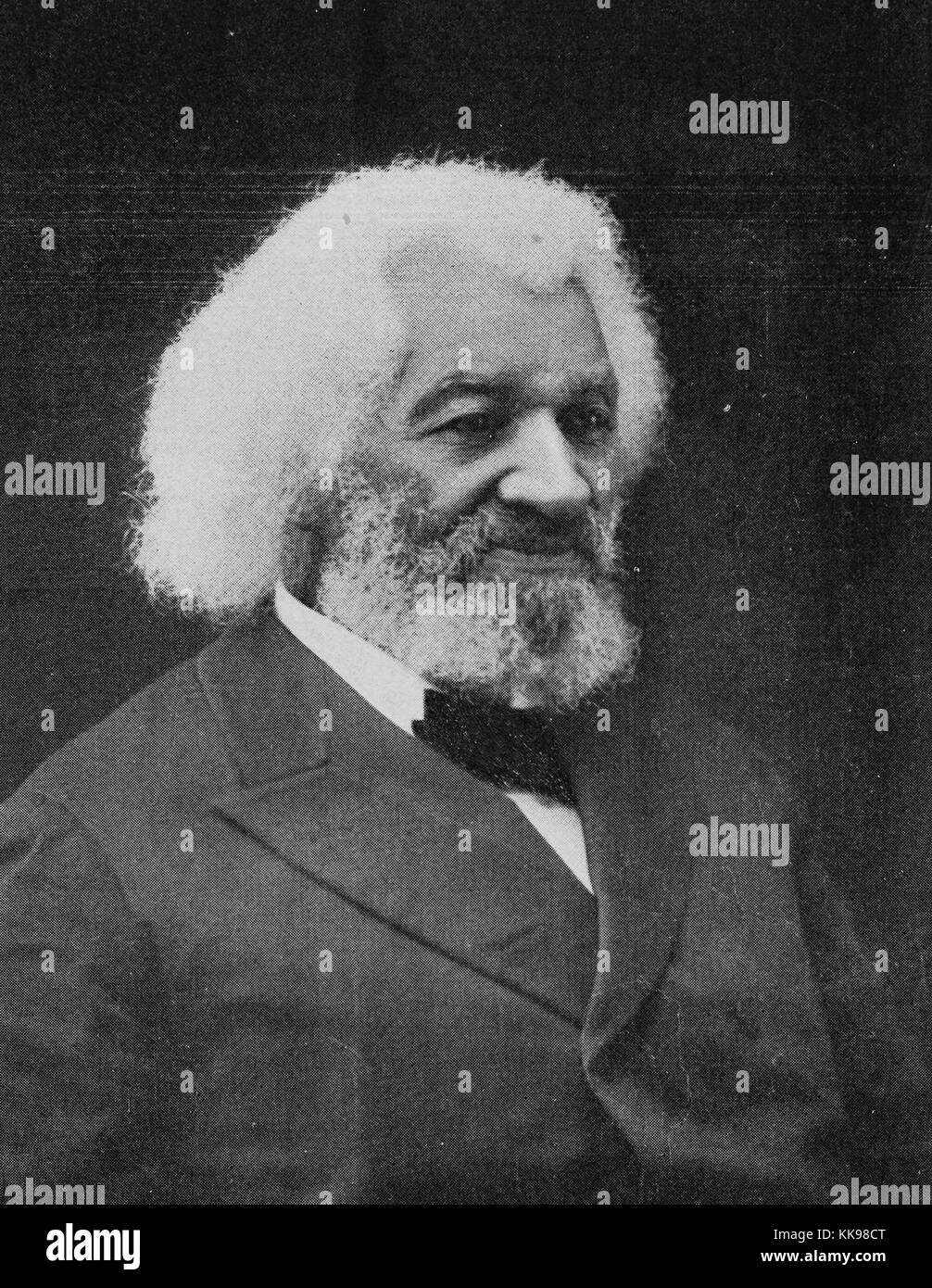 Black and white studio portrait of Frederick Douglass, an African-American social reformer, abolitionist, orator, writer, and statesman, 1902. From the New York Public Library. Stock Photo