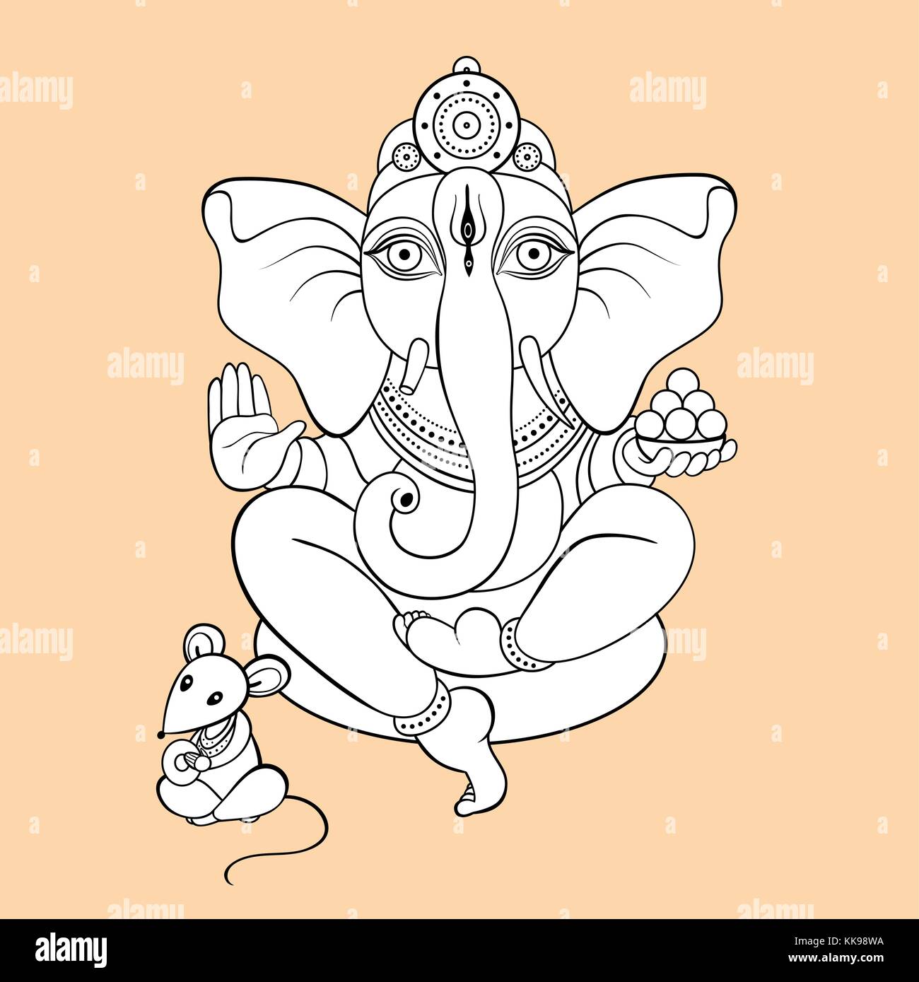 Hindu God Ganesha. Hand drawn tribal style. Vector illustration ...